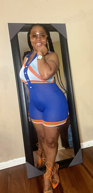 She’s Perfect Blue Sleeveless Romper