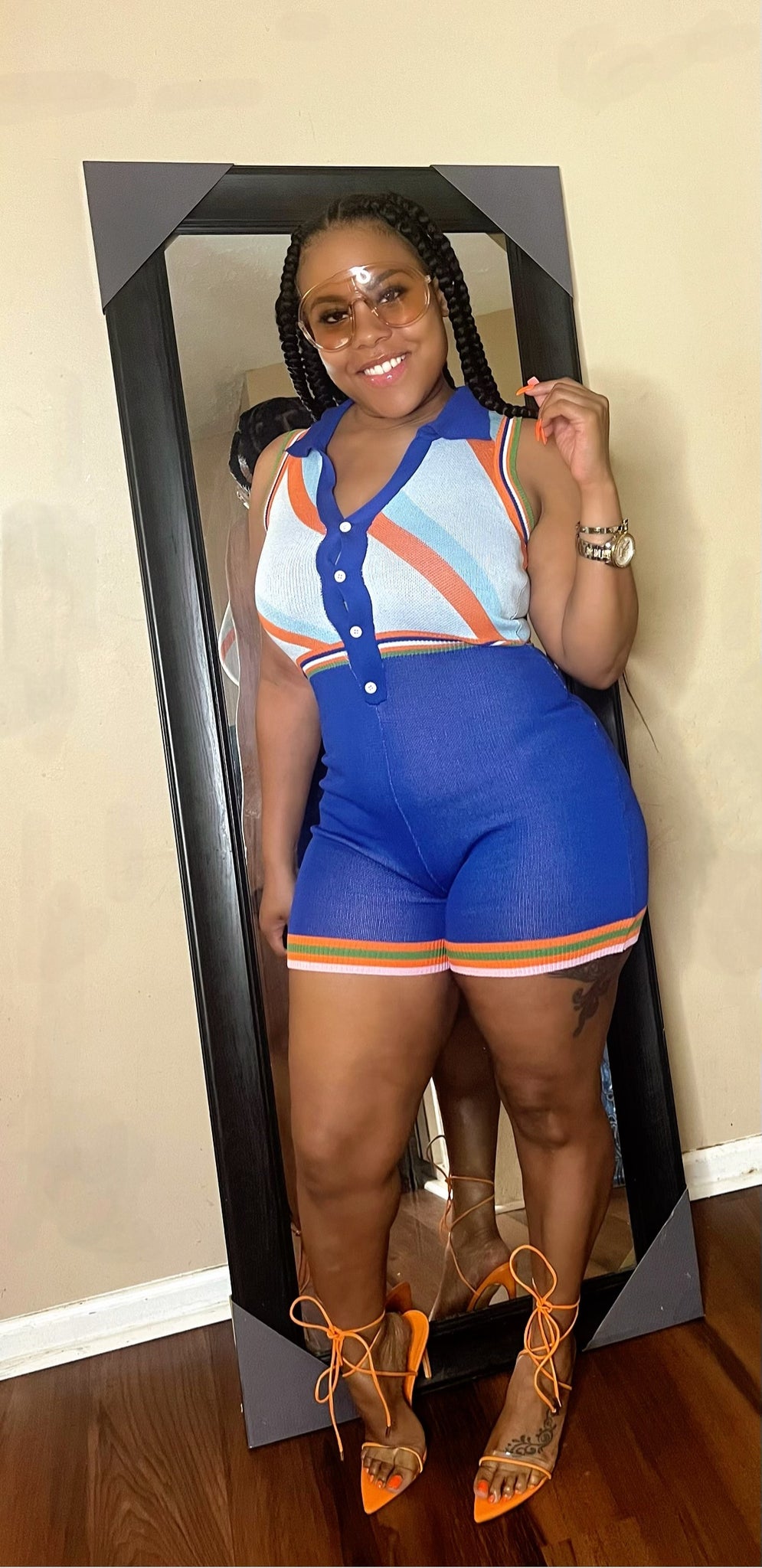 She’s Perfect Blue Sleeveless Romper