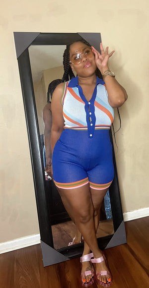 She’s Perfect Blue Sleeveless Romper
